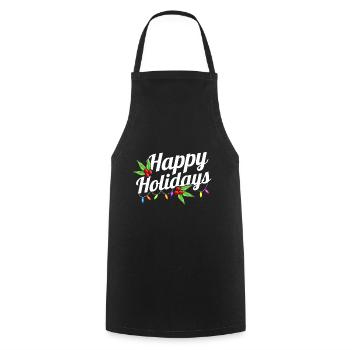 Happy Holidays Logo With Fairy Lights Mistletoe - Kochschürze - Schwarz - Vorne - AI Model Male 185 dark (185cm)