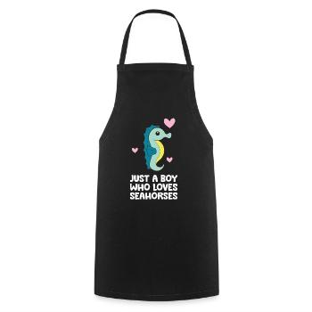 Just a Boy Who Loves Seahorses - Cooking Apron - black - Front - AI Model Male 185 dark (185cm)