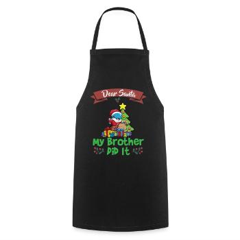 Cher Père Noël Mon frère l’a fait Frères et sœurs Noël - Tablier de cuisine - noir - Devant - AI Model Male 185 dark (185cm)