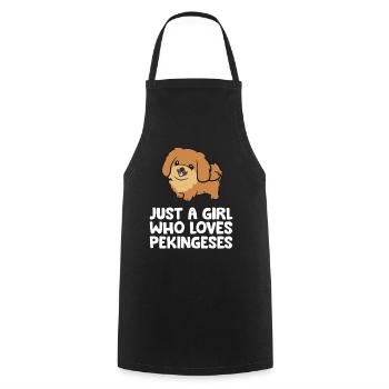 Juste une fille qui aime Pékinois - Tablier de cuisine - noir - Devant - AI Model Male 185 dark (185cm)