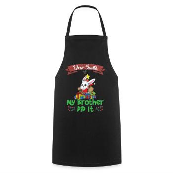 Cher Père Noël Mon frère l’a fait Frères et sœurs Noël - Tablier de cuisine - noir - Devant - AI Model Male 185 dark (185cm)