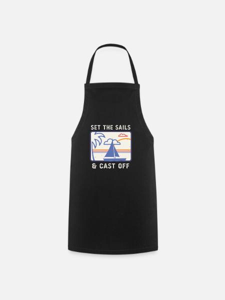 Sailboat Sail Captain Retro Sailor - Cooking Apron - black