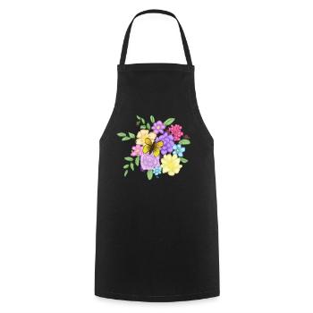 Flower bouquet - Cooking Apron - black - Front - AI Model Male 185 dark (185cm)