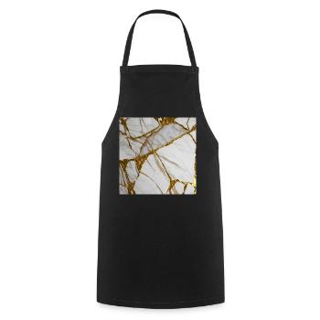 Texture de pierre de marbre marbré blanc-or - Tablier de cuisine - noir - Devant - AI Model Male 185 dark (185cm)