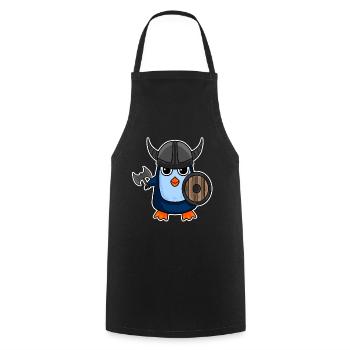 Motif de manchot viking - Tablier de cuisine - noir - Devant - AI Model Male 185 dark (185cm)