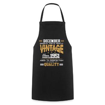 Vintage Aged To Perfection December 1951 - Cooking Apron - black - Front - AI Model Male 185 dark (185cm)