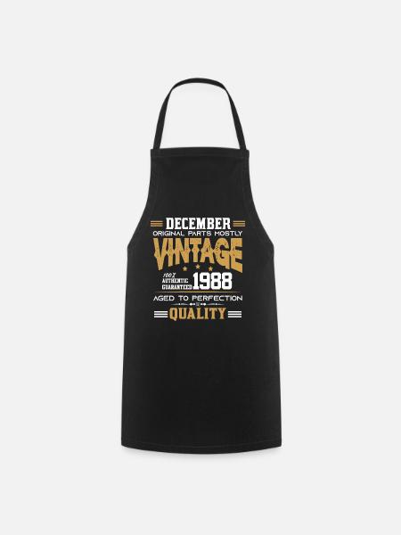 Vintage Aged To Perfection December 1988 - Cooking Apron - black