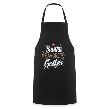 Santa's Favorite Golf Player Ugly Christmas Sweater - Cooking Apron - black - Front - AI Model Male 185 dark (185cm)