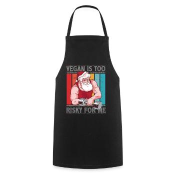 Vegan est trop risqué pour moi la veille de Noël - Tablier de cuisine - noir - Devant - AI Model Male 185 dark (185cm)