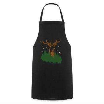 WALD MIT HIRSCH SPRAY - Kochschürze - Schwarz - Vorne - AI Model Male 185 dark (185cm)