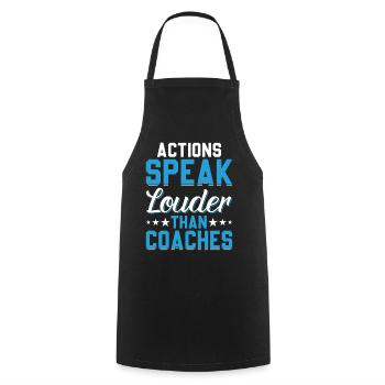 Soccer - Les actions sont plus éloquentes que les entraîneurs - Tablier de cuisine - noir - Devant - AI Model Male 185 dark (185cm)