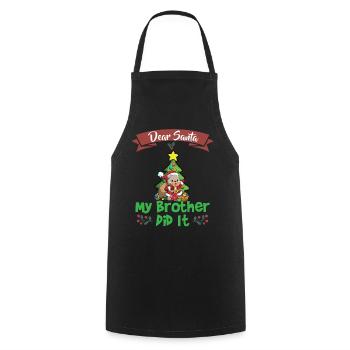 Cher Père Noël Mon frère l’a fait Frères et sœurs Noël - Tablier de cuisine - noir - Devant - AI Model Male 185 dark (185cm)