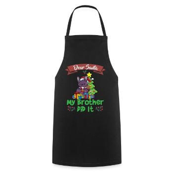 Cher Père Noël Mon frère l’a fait Frères et sœurs Noël - Tablier de cuisine - noir - Devant - AI Model Male 185 dark (185cm)