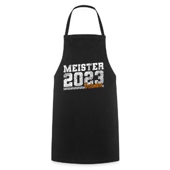 Meister 2023 Meisterprüfung Meisterbrief - Kochschürze - Schwarz - Vorne - AI Model Male 185 dark (185cm)