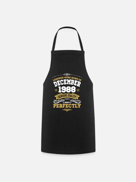 Vintage Aged Perfectly December 1988 - Cooking Apron - black
