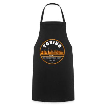 Emblème de la Skyline de Torino - Tablier de cuisine - noir - Devant - AI Model Male 185 dark (185cm)