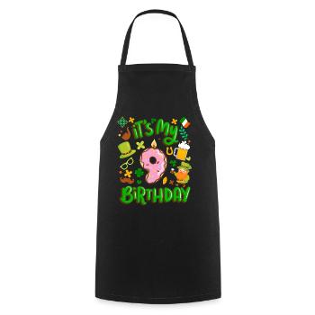 Es Ist Mein 9 Geburtstag Urlaub Donut St. - Kochschürze - Schwarz - Vorne - AI Model Male 185 dark (185cm)