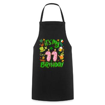 C’est mon beignet de vacances de 11 ans. - Tablier de cuisine - noir - Devant - AI Model Male 185 dark (185cm)