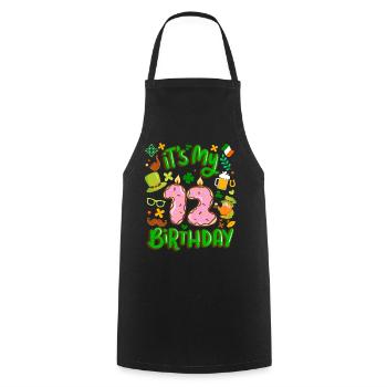 C’est mon beignet de vacances de 12 ans. - Tablier de cuisine - noir - Devant - AI Model Male 185 dark (185cm)