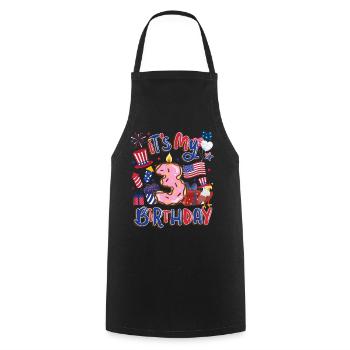 C’est mon 3ème anniversaire Eagle le 4 juillet - Tablier de cuisine - noir - Devant - AI Model Male 185 dark (185cm)