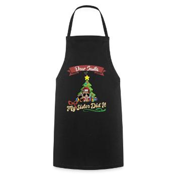 Cher Père Noël Ma soeur l'a fait Frères et sœurs Noël - Tablier de cuisine - noir - Devant - AI Model Male 185 dark (185cm)
