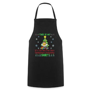 C'est mon pull de Noël il fait trop chaud pour moche - Tablier de cuisine - noir - Devant - AI Model Male 185 dark (185cm)