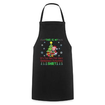 C'est mon pull de Noël il fait trop chaud pour moche - Tablier de cuisine - noir - Devant - AI Model Male 185 dark (185cm)