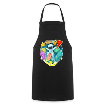 7e anniversaire 7 ans Jeune astronaute Espace - Tablier de cuisine - noir - Devant - AI Model Male 185 dark (185cm)