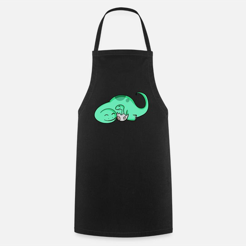 Dinosaure avec bébé dinosaure - Tablier de cuisine - noir