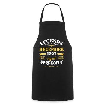 Décembre 1992 Millésime anniversaire - Tablier de cuisine - noir - Devant - AI Model Male 185 dark (185cm)
