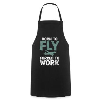 Né pour voler, forcé d’utiliser un dicton amusant - Tablier de cuisine - noir - Devant - AI Model Male 185 dark (185cm)