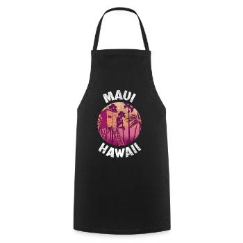 Retro Art of Maui Hawaii Surfing for 70s - Cooking Apron - black - Front - AI Model Male 185 dark (185cm)