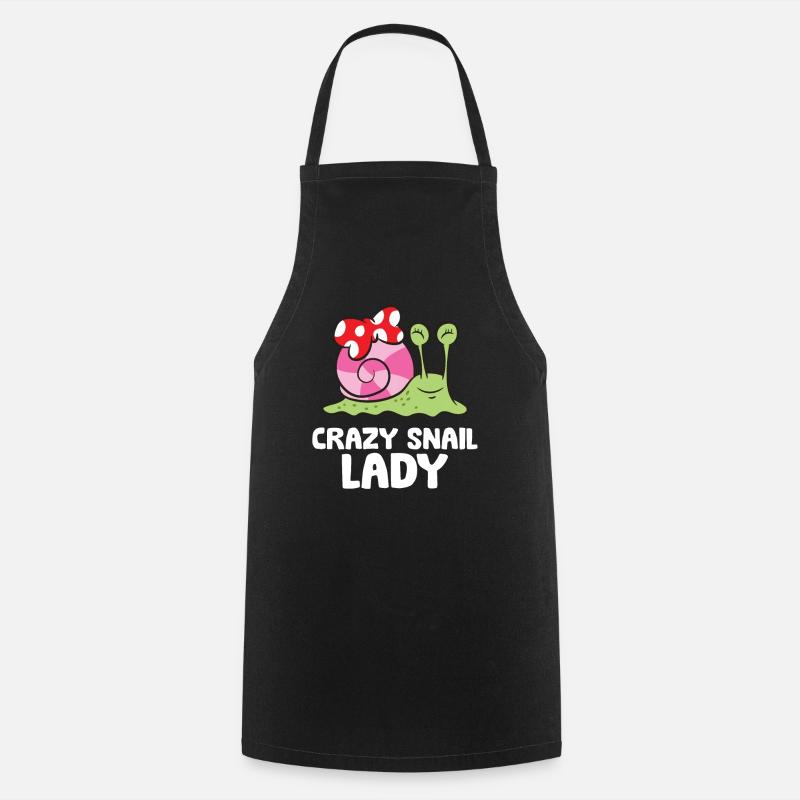 Crazy Snail Lady Love Snails - Cooking Apron - black
