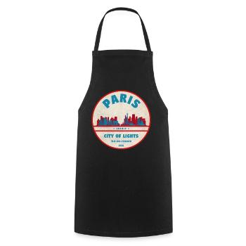 Paris City Lights Retro Badge - Cooking Apron - black - Front - AI Model Male 185 dark (185cm)