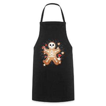 Lebkuchenmann Sugar Skull Dekor für Weihnachten - Kochschürze - Schwarz - Vorne - AI Model Male 185 dark (185cm)