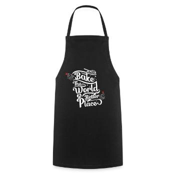 Bake the World a Better Place - Baking Lovers - Cooking Apron - black - Front - AI Model Male 185 dark (185cm)