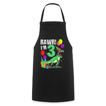 3rd birthday I am 3 years T-Rex dinosaur - Cooking Apron - black - Front - AI Model Male 185 dark (185cm)