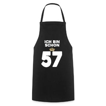 57. Geburtstag Geschenk - 57 Jahre mit Krone - Kochschürze - Schwarz - Vorne - AI Model Male 185 dark (185cm)
