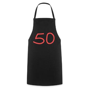 50th birthday fifty pink number pink - Cooking Apron - black - Front - AI Model Male 185 dark (185cm)