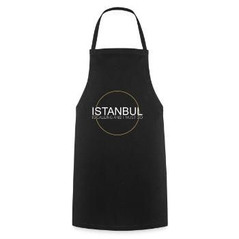 Istanbul is calling - Kochschürze - Schwarz - Vorne - AI Model Male 185 dark (185cm)
