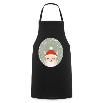 cute fox with Santa Claus Christmas hat - Cooking Apron - black - Front - AI Model Male 185 dark (185cm)