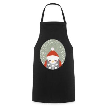 hibou rêveur avec chapeau de Noël Père Noël - Tablier de cuisine - noir - Devant - AI Model Male 185 dark (185cm)