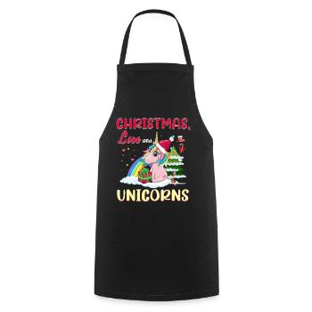 Einhorn Pferde Reitern Weihnachen Liebe Reiten - Kochschürze - Schwarz - Vorne - AI Model Male 185 dark (185cm)