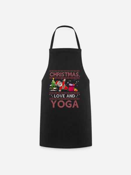 Yogini Yoga Meditation Christmas, Love and Yoga - Cooking Apron - black
