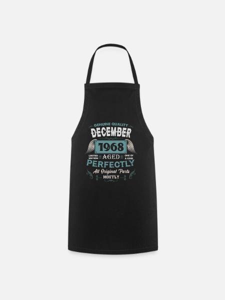 Décembre 1968 Cadeau d’anniversaire vintage - Tablier de cuisine - noir