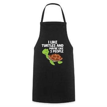 I Like Turtles And Maybe Like 3 People Turtles - Cooking Apron - black - Front - AI Model Male 185 dark (185cm)