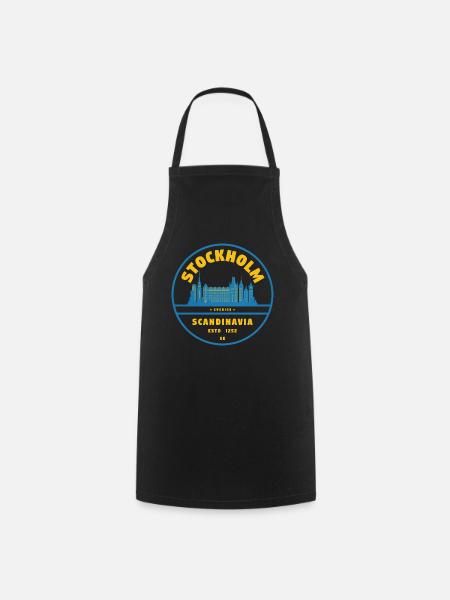 Stockholm Skyline Abzeichen Blau Gelb - Kochschürze - Schwarz