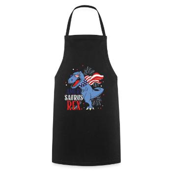 Ameri Saurus Rex 4 juillet Dinosaure Indépendance - Tablier de cuisine - noir - Devant - AI Model Male 185 dark (185cm)