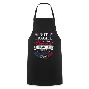 Not fragile like a flower July 4 - Cooking Apron - black - Front - AI Model Male 185 dark (185cm)