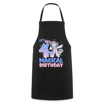It's my 4th magical birthday - Cooking Apron - black - Front - AI Model Male 185 dark (185cm)